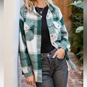 BB Dakota Evergreen Green Multi Plaid Shacket